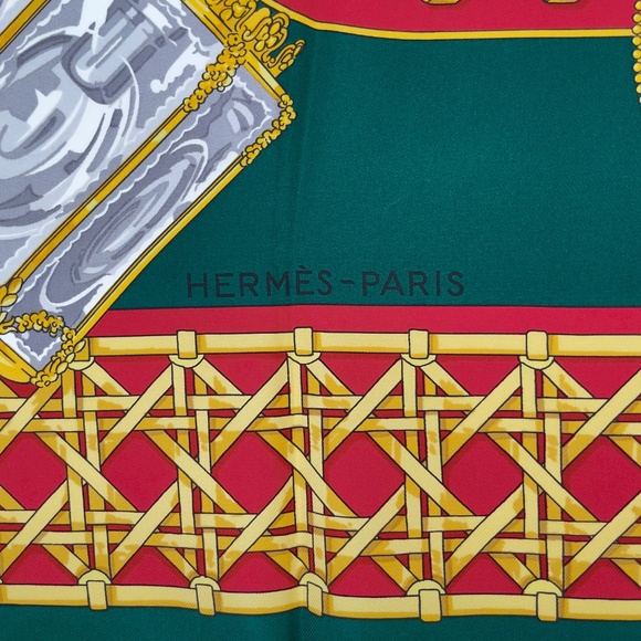 NWT Vintage Hermes Scarf “Feux de Route” in Deep Green - Picture 4 of 9